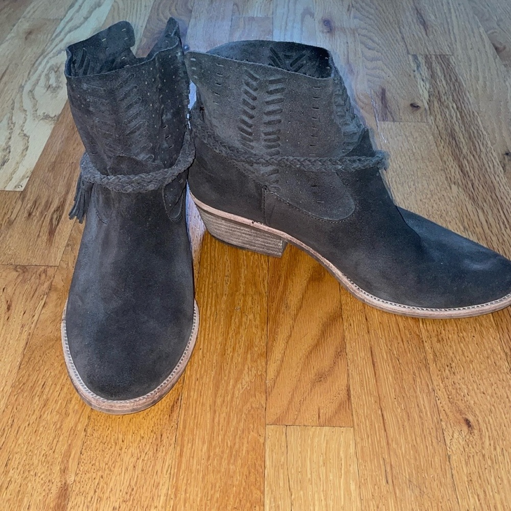4 for $20 special 
Dolce Vita Gray Suede Booties with Cute Ropes and Fringe